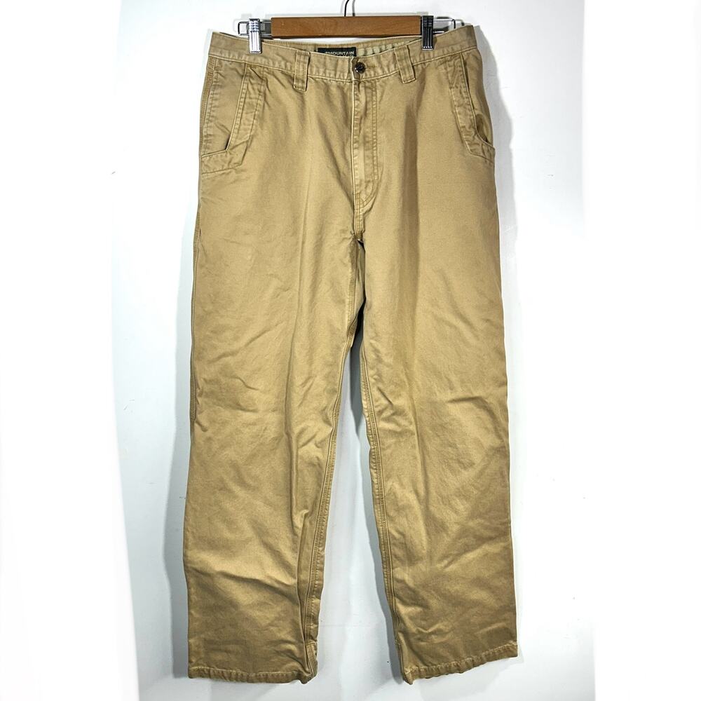 Mountain Khakis Brown Tan Duck Canvas Relaxed Fit Work Wear Pants Men 32 x 33